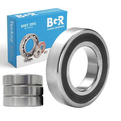 BGR (4 PCS) 6007 2RS C3 EMQ Double Rubber Sealed Ball Bearing, 35x62x14 mm