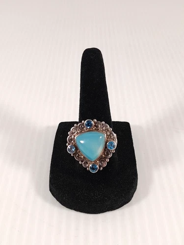 Vtg Sajen Topaz Opalite Sterling Silver 925 Ring Size 8.5