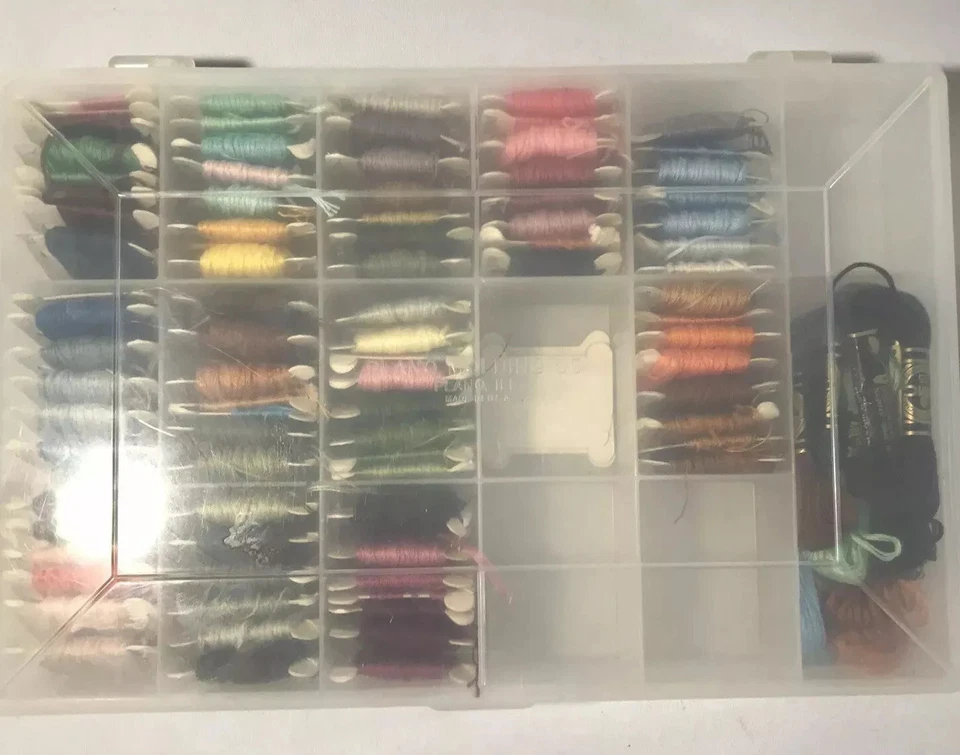 Embroidery Cross Stitch Thread Floss & Plano Molding Co. Storage Box & Lot of 84 - Image 2 of 4