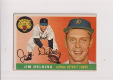 JIM DELSING 1955 TOPPS BASEBALL VINTAGE BASE CARD #192 DETROIT TIGERS OUTFIELD