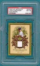  2007 U.D. Artifacts Justin Verlander, Game Used Jersey #MLBJV PSA 8 Tigers POP1