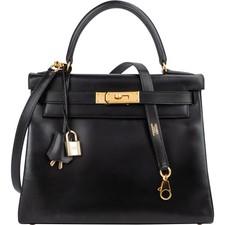 Hermès Box Calf Kelly 28 Sellier Handbag Tas...
