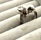 Vintage Solid Silver Bulldog Ring 13g