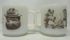 Vintage Smokey The Bear Help Prevent Forest Fires Milk Glasbake Coffee Cups PAIR