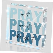 Religious Gifts for Women - Pray on it Pray over it Pray through it blue pray