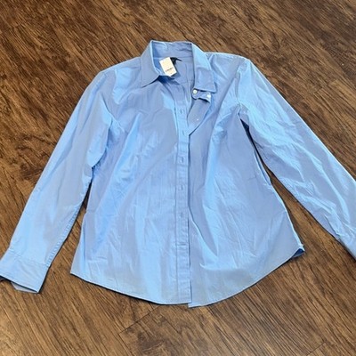 Gap woman s Tailored Dress Shirt Light Blue Collared Button Long Sleeve Size L