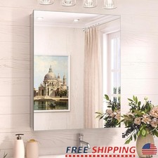 Lightweight Medicine Cabinet Mirror Adjustable Shelves Recessed Wall Mounted New