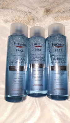 3 Pack Eucerin Gentle Cleansing Hydrating Micellar Water Hyaluronic 13.5 oz Ea