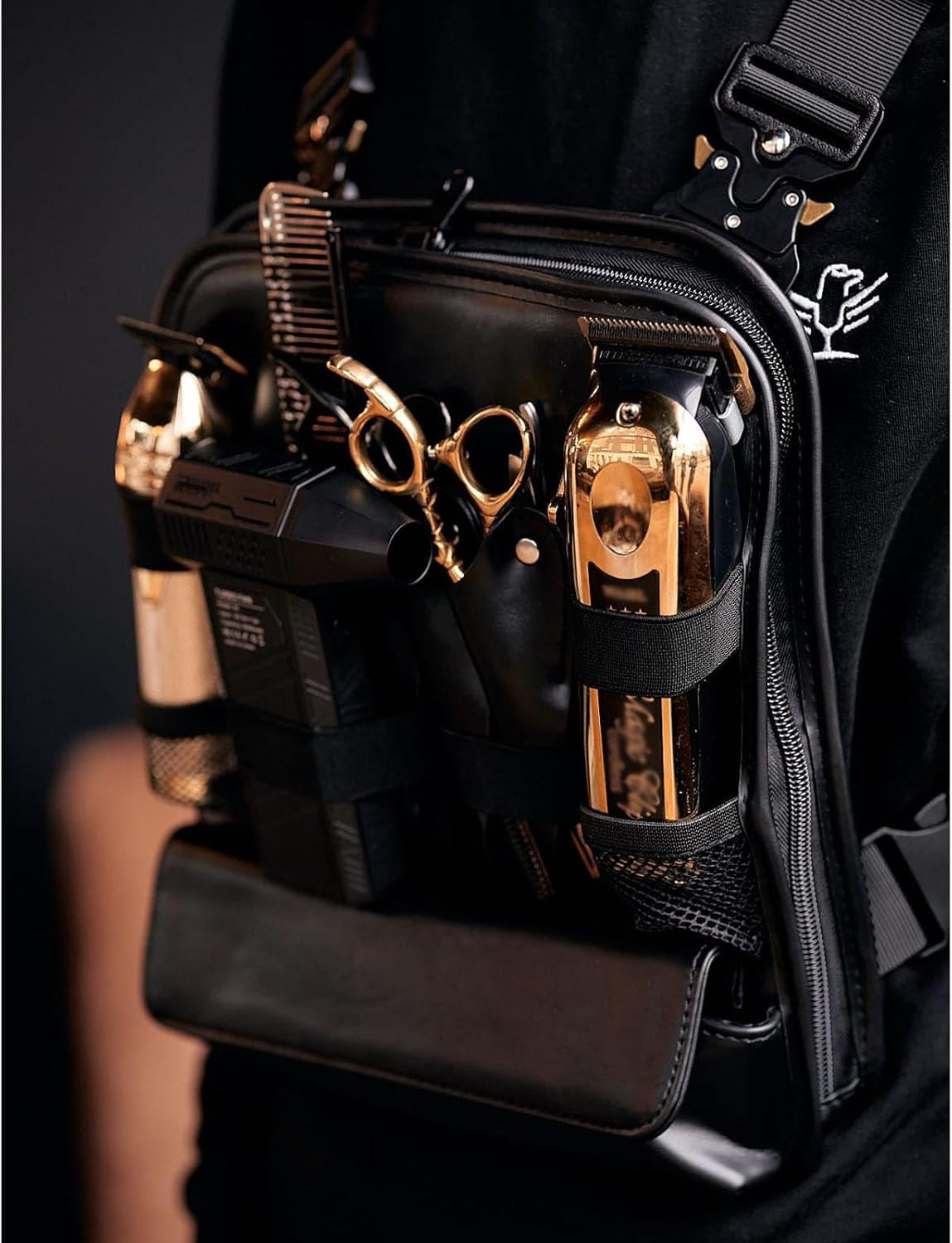 Professional Chest Rig for Barbers - PU Leather Hairdresser Scissor Bag - Haircu