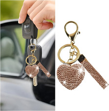Bling Car Keychain, Crystal Rhinestone Love Heart Vehicle Key Chain, Cute Auto K