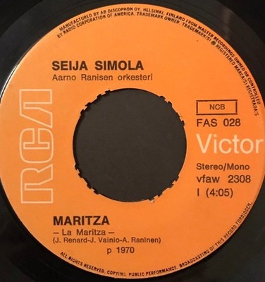 Seija Simola - Maritza 7'' Single Vinyl Pop Chanson,Schlager 59986