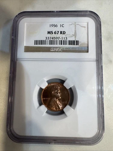 1956-P MS 67 RD Lincoln Wheat Cent NGC 1C RARE