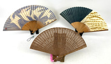 Antiker Bambus Klappventilator 3er Set Showa Retro Japan Kyoto Stil Uhr Vintage