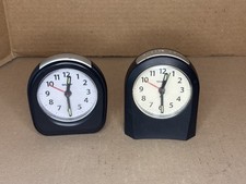 2 - Sharp Mini Travel Alarm Clocks w/ Backlight  Glow in Dark Hands Both Issues