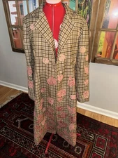 Hand Embroidered Plaid Coat - La Fuori Italy Size S