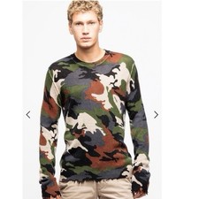ZADIG  VOLTAIRE GREY CAMOUFLAGE 100 CASHMERE CREWNECK JUMPER MEN  S M