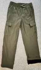 GERRY Youth 14-16 LG Dark Olive Green Fleece Lined Pull-On Pants 0924 Pockets