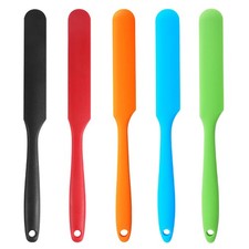 【5 Pack】Silicone Jar Spatula, Long Handle Jar Scraper Spurtle, Sourdough Spatula