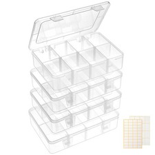 4 Pack 8 Grids Bead Organizers and Storage Tackle Box Organizer Plastic Organ...