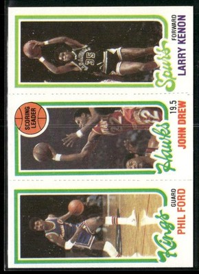 1980-81 Topps #19 / 127 / 209 Phil Ford / John Drew / Larry Kenon TL