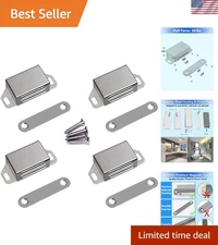 Rustproof Magnetic Door Latch - 30lb Pull Strength Heavy-Duty Closure, 4-Pack