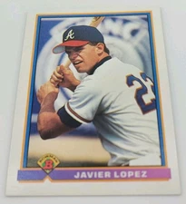 1991 Topps Javier Lopez#587 Bowman Atlanta Braves Baseball Card