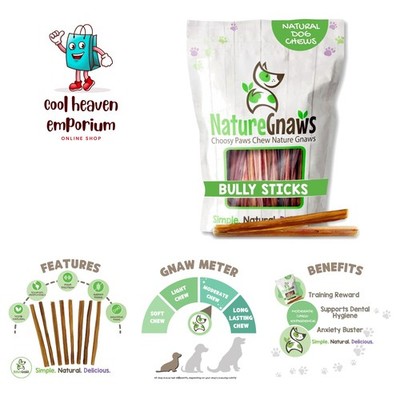 Extra Thin Bully Sticks for Small Dogs 5-6'' 50 Count - Long Lasting for Light...
