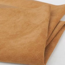 Yellow Brown Suede Cowhide Stretch Leather Fabric Clothes Handmade DIY Soft
