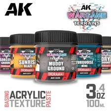 AK Interactive: Ground TERRAINS - Wargame Acrylic Texture Terrain - 100ml 3.4oz