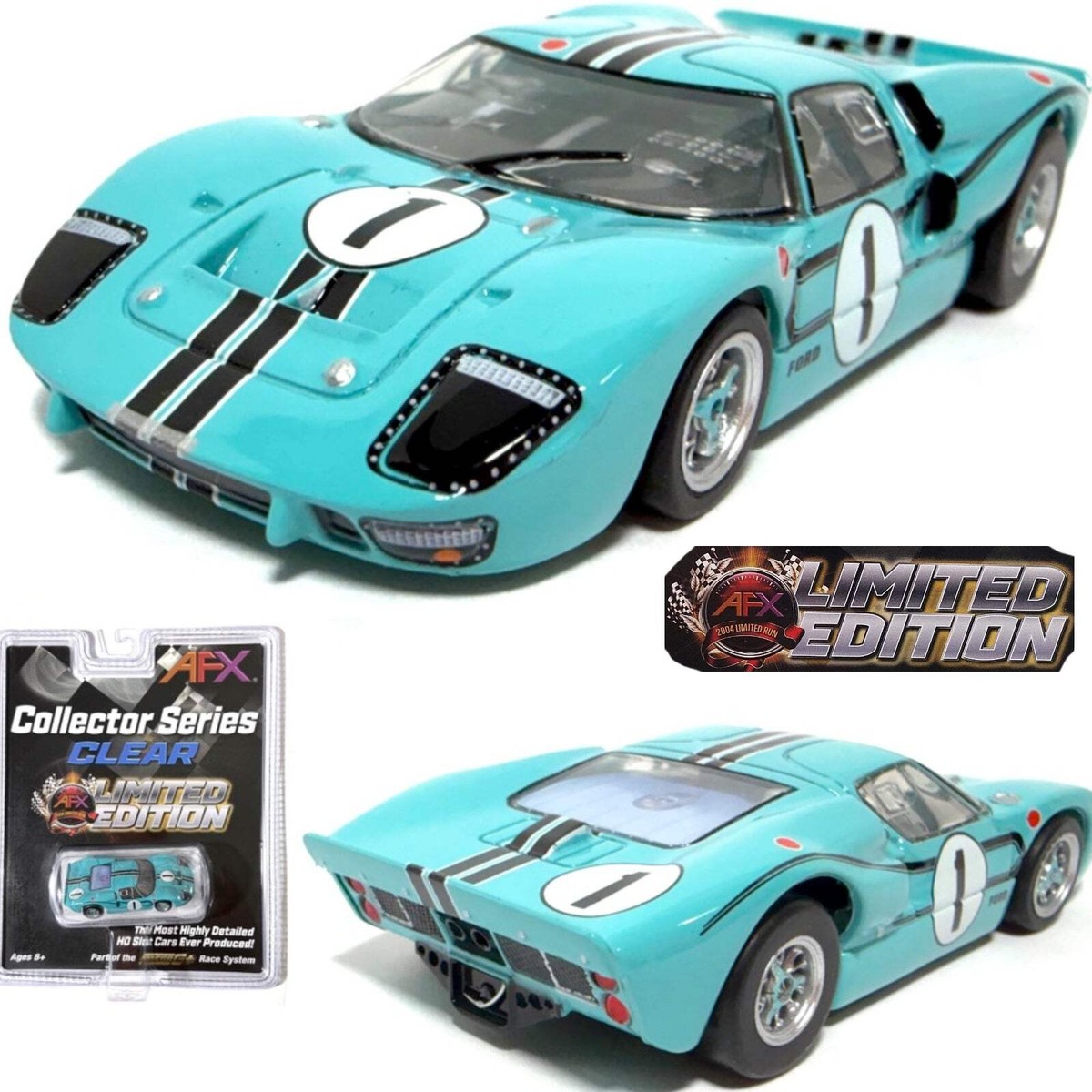 AFX Ford GT40 Mark II #1 Turquoise HO Slot Car for Auto World