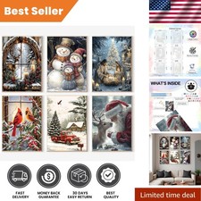 6 Pack Christmas Paint by Numbers Kit for Adults - Snowman  Santa Designs 16x12