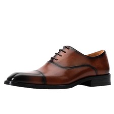 Cap-Toe Leather Men's Oxford Shoes Lace Up Office Formal Business Dress Shoes