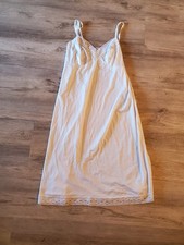 Vintage Vanity Fair Off White Lace Trim Babydoll Slip Dress Lingerie Size 36/42