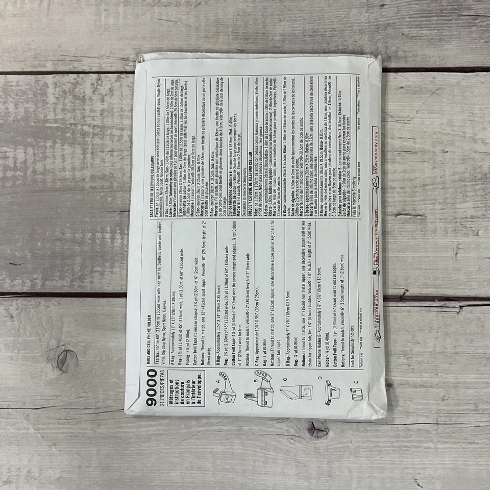 Simplicity 9000 Messenger Bags Cell Phone Holder Crossbody Sewing Pattern UNCUT - Image 2 of 3