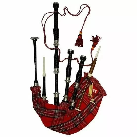 Great Highland Bagpipe Silver Amount Scottish Royal Stewart Bagpipes & Free Case