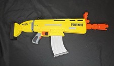 NERF E6158 Fortnite AR-L Elite Dart Blaster Scar Yellow Tested Working Motorized