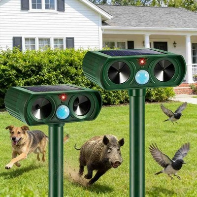 Solar Ultrasonic Animal Repellent Motion Sensor Deterrent for Yard Garden