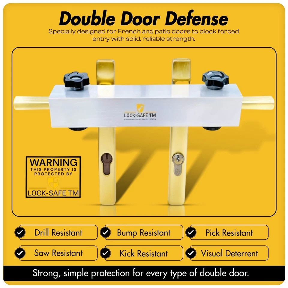 CERRADURA SEGURA - Cerradura de puerta francesa para patio, invernadero - Seguridad - Terraza - Balcón Foto 2 de 4
