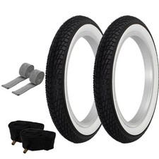 PNEUMATICI PRO+ 14" x 1,95" Nero/Bianco P-1023 con TUBI E STRISCE CERCHIO 33mm Schrader