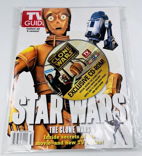 STAR WARS The Clone Wars TV GUIDE Magazine Collector SET of 4 W/CD ROMS Aug 2008 - Picture 2 of 9