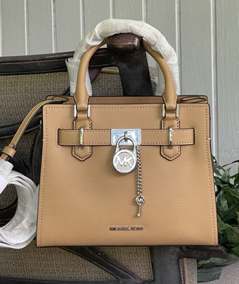 MICHAEL KORS HAMILTON SMALL SATCHEL KEY LOCK CROSSBODY BAG PEANUT