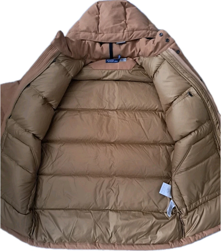 POLO RALPH LAUREN THE WAINWRIGHT WOOL-BLEND DOWN  COAT IN BEIGE .SIZE L - Image 4 of 4