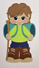 Hiking Girl Brown Hair. Scrapbook, Card Making Paper Piecing