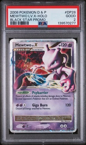 2008 POKEMON DIAMOND & PEARL BLACK STAR PROMO #DP28 MEWTWO LV.X-HOLO PSA 2