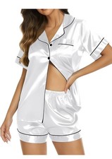 NWOT WOMEN'S WHITE SATIN PAJAMA SET- MEDIUM