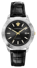 Versace Watch Univers Automatic VE2D00221 Steel 43mm Black Dial Leather Strap WR