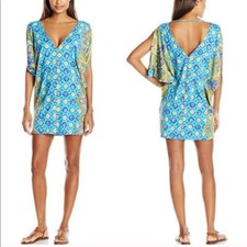Trina Turk Corsica Caftan Tunic Swim Coverup Size Small Multicolored Boho Beach