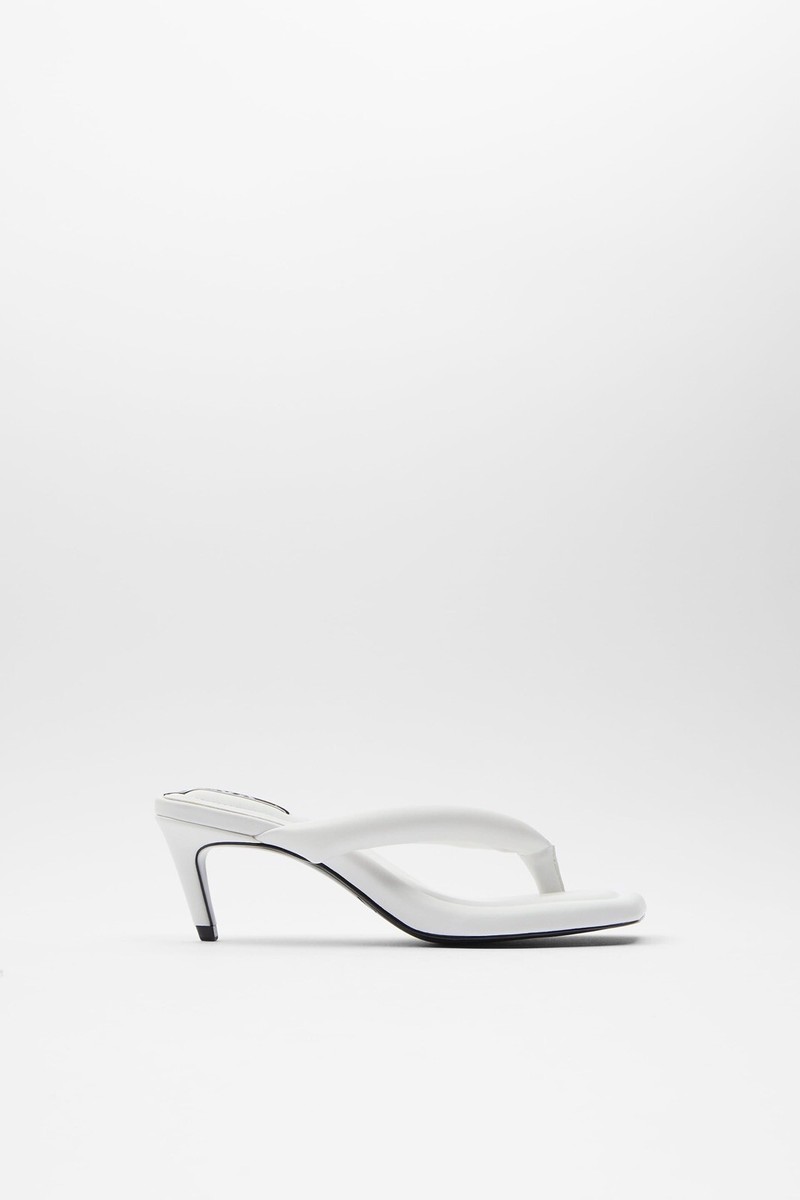 Zara Women Quilted Strap Heeled Sandals White 3336/510 NWT