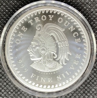 Silver Aztec Calendar Stone Eagle Warrior 1 oz .999 Cuauhtemoc BU NEW In Capsule