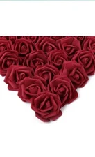 IPOPU Artificial Rose Heads, 100 Real Looking Burgundy Foam Fake Roses for...